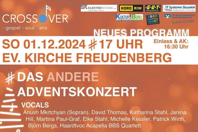 Das andere Adventskonzert Crossover 1. Dezember | 17 Uhr Ev. Kirche